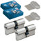 BASI | 2er SET V55 Profil-Doppelzylinder 30/30 mm | Gleichschließend | Zylinderschloss mit 5 Wendeschlüssel | Bohrmuldenschlüssel | Pickingschutz & Anbohrschutz | Türzylinder Schließzylinder