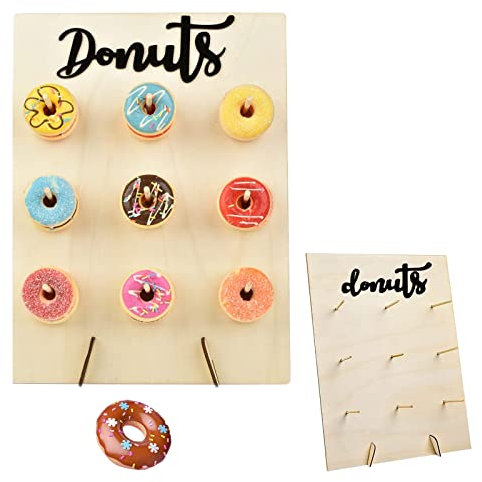 HBYMYDA Donut Ständer Holz Donut Wand Wiederverwendbares Donut Halter Donuts Dekoration für Hochzeit Geburtstagsfeier Partys Babyparty Jubiläen Dekoration