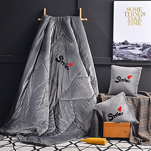 goodFarewell Kissendecke 2 in 1​ Reisedecke Kissen Quilt Multifunktionale Kissen Decke Nackenstützkissen Soft & Warm Nap Mat Kissen für Schlafsofa Bürostuhl （Grau）