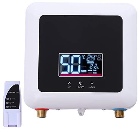 Instant Electric Water Heater 7.5kW Thermomatic Tankless with Backlit LED Display Under/Over Sink for Bath Shower Kitchen Hand Wash Basin