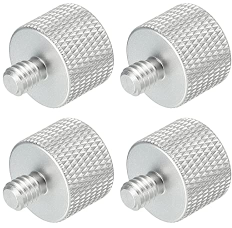 PATIKIL Mic Stand Adapter 1/4 Male to 5/8 Female Camera Screw Thread Adapter for Microphone Tripod Stand Silver 4 Pack