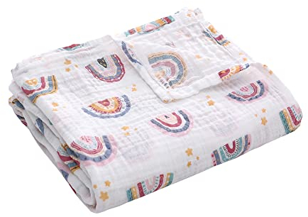 Musselin Babydecke Sommer für Babys Kinder dünne atmungsaktive Sommerdecke Puckdecke Baumwolle Mädchen Junge 110x150cm