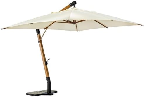 Casa Padrino Luxus Ampelschirm mit Ständer Braun/Schwarz/Creme 400 x 300 x H. 320 cm - Garten Sonnenschirm - Terrassen Sonnenschirm - Balkon Sonnenschirm - Garten Terrassen Balkon Accessoires