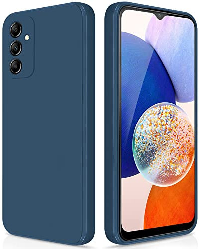 GiiYoon Case Compatible with Samsung Galaxy A14 4G /5G, Silky-Soft Touch Full-Body Protective Phone Silicone Case, Shockproof Cover with Microfiber Lining, Blue
