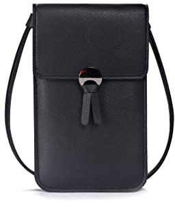 Narunii Sac à bandoulière Femme,Mini Pochette pour téléphone Portable avec en Cuir PU Transparent pour écran Tactile Verrouillage D'amour (Noir-Style 2)