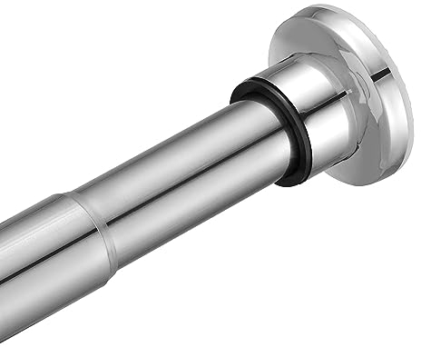 Silber Duschvorhangstange ohne Bohren aus Edelstahl, Ausziehbare Feder Spannstange Rostfrei & Rutschfest, 70 bis 195cm Teleskopstange für ihre Badewanne