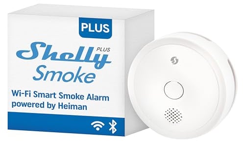 Shelly Plus Smoke | WLAN- und Bluetooth-Rauchmelder | Photoelektrischer Brandmelder mit Batterie | Sofortige App-Benachrichtigung und Hörbarer Alarm | EN 14604 | App-Steuerung