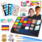 Pintura Corporal y Facial, 16 Colores Seguridad No Tóxica Pintura Facial, Kit de Pintura Facial con 36 Plantillas 3 Pinceles, Pintura de Cara para Niños Halloween Fiestas Cosplay Semana Santa