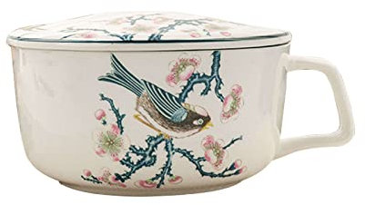 Nudelschalen, Snackschalen, Suppenschüssel mit Griff, 900 ml große Keramikschüssel, geeignet for französische Zwiebelsuppe, Haferflocken und Salate. Mikrowellen- und spülmaschinenfest.-Vogel ( Color :