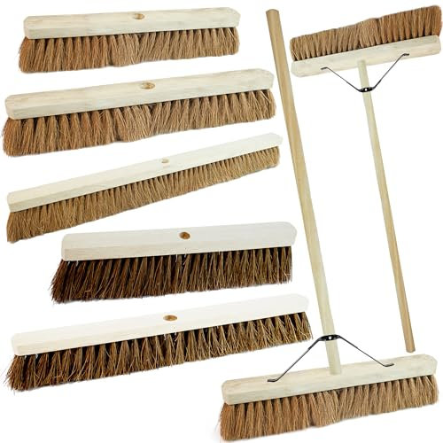 Indoor Outdoor Sweeping Brush With Long Handle Soft or Hard Bristle 18, 24 or 36 Home, Office, Garden, Garage & Yard Sweeping Broom (1, 24 Coco Soft Bristle)