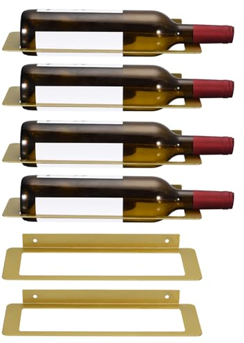 Uxcell 6 Pcs Wine Rack Wall Mounted, Metal Iron Hanging Wine Bottle Holder, Wall Display Rack for Standard Wine Bottles, Home Bar Wall Decor Gold