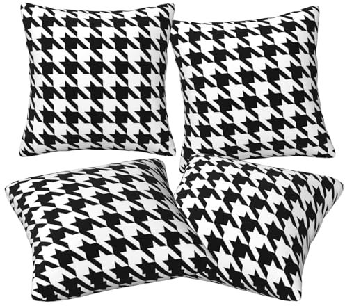 Jmorco Hahnentritt-Kissenbezüge, 4 Stück, quadratisch, superweich, mit Reißverschluss, für Couch, Wohnzimmer, Sofa, Bett, Büro, Auto