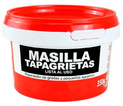 Tradineur - Masilla tapagrietas, retapado, reparación de grietas, agujeros, albañilería, uso interior, fabricado en España (Blanco, 350 g)