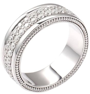 Wycian Herren Ringe Retro, Ehering Herren Weissgold 18K Größe 62 (19.7) Moissanit Rundschliff Weiß Gravur Für Neujahr Trauringe Nickelfrei