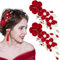 Lot de 2 pinces à cheveux en forme de fleur rouge - Épingles à cheveux avec perles de cristal - Accessoires de mariage pour femmes et filles - Pour Halloween, Noël, bal de fin d'année