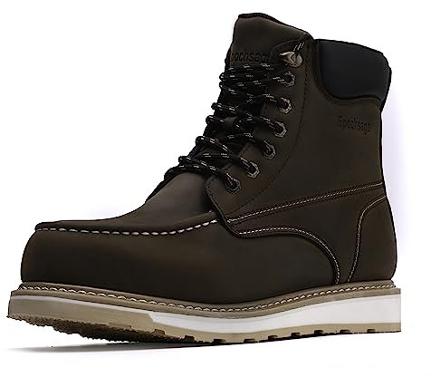 Epochsaga Acciaio Moc Toe impermeabile Stivali da lavoro di sicurezza per gli uomini, isolati scarpe da costruzione industriale (Marrone, Adulto, Uomo, 44, Numero, Sistema Taglie Calzature EU, Media)