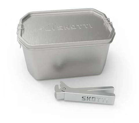 SKOTTI Boks 2,5L, Edelstahl, stapelbare und auslaufsichere Brotbox, auch als Topf oder Pfanne nutzbar, Brotdose Edelstahl für Erwachsene und Kinder, Ideal als Lunchbox