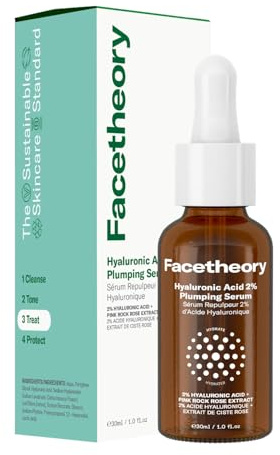facetheory Hyaluronic Acid 2% Plumping Serum - Pink Rock Rose Extract - Lightweight Hydrating Serum for All Skin Types - Vegan & Cruelty-Free (30 ml)