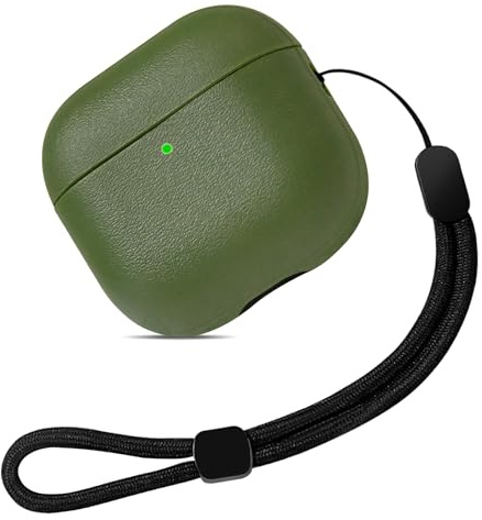 Teyomi TPU Hülle Kompatibel mit AirPods 4. Generation (USB-C), Schutzhülle Kompatibel mit Apple Airpods 4 mit Handschlaufe, Leder-Touch-Design Kompatibel mit Airpods 4 Case (Hellgrün)
