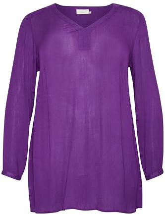 KAFFE CURVE Damen Tunika KCami Damen Große Größen Tunika Casual Langarm V-Ausschnitt Bluse Lange Ärmel