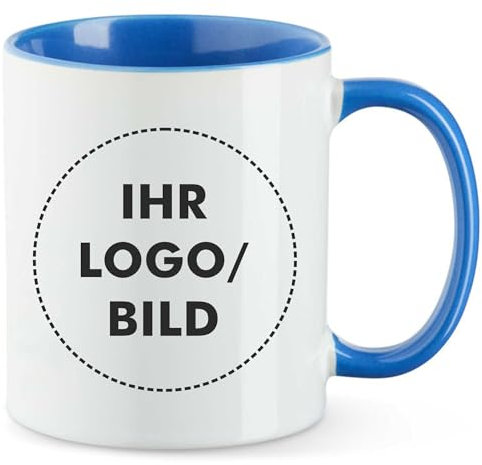 Kiwistar - 1x Kaffeetasse groß - Tasse - cambridge - Kaffeebecher - mit Logo bedruckt - 330 ml mit Firmenlogo - Fototasse selbst gestalten - Werbung mit Logo