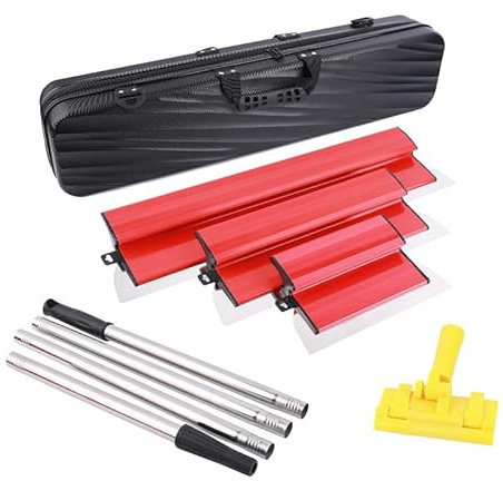 TINMAGI Flächenspachtel Set, Spachtel Werkzeug 3er Set (250mm, 400mm, 600mm) und 4 Verlängerungen (4x40 cm), Glättspachtel mit Koffer für Wänden Decken