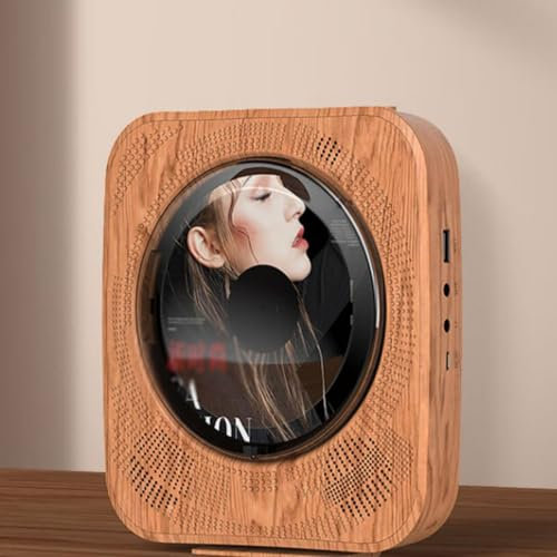 MDXHKK Wall-mounted CD Player, Portable Wooden Record Player, Audio Speaker, Retro Album CD Audio Integrated Player, Disc Player, Bluetooth Boomboxes, Speakers Dock