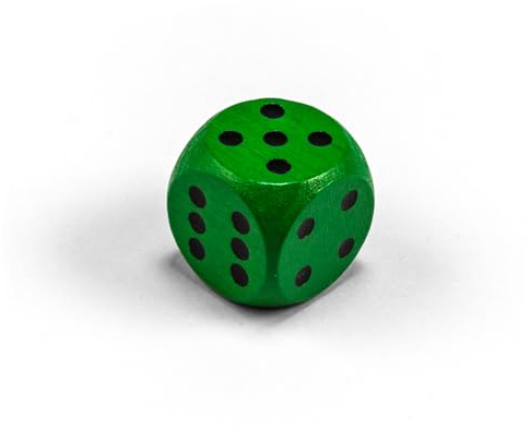 Einzelne Bunte Holzwürfel von Waldfelsen®: Augenwürfel aus Holz in 20 frei konfigurierbar | Spielmaterial Zubehör Würfel 16 mm W6 D6 Standardgröße Knobel Dice 6-seitig (Grün-schwarz)
