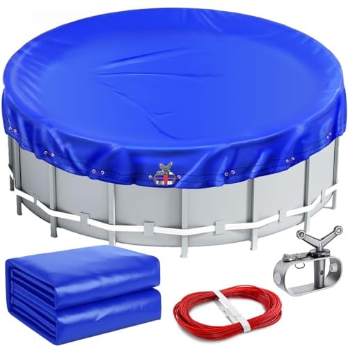 Telo invernale per piscina Ø 500 – 550 cm, copertura per piscina invernale in materiale PE da 200 g/m², copertura per piscina rotonda, per estate e inverno, Ø 610 cm