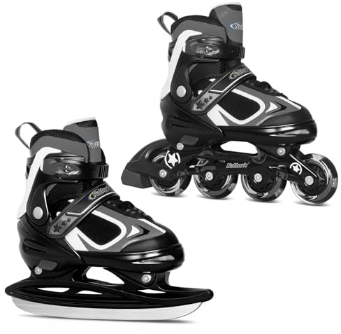 Nattork Inline Skates für Kinder, 2in1 Kinder Inliner & Schlittschuhe, Verstellbar Inline Skates für Jungen Mädchen Anfänger