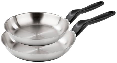 Barazzoni Le Inoxidabili Set di 2 Padelle, ø 24/28 cm, Made in Italy, Acciaio Inox 18/10, Induzione+Gas, Triplo fondo, PFAS free