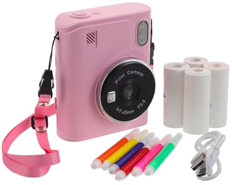 Gadpiparty 1 Juego de cámara de Juguete para niños: Impresora fotográfica con Papel de impresión y Cable - Cámara Digital de impresión instantánea para niños pequeños - Regalo de cumpleaños para