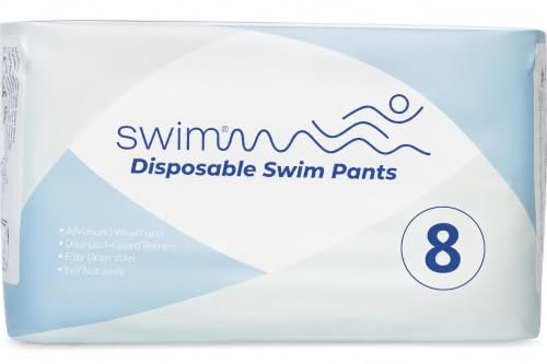 SWIMMM – Einweg Schwimmwindeln Kinder – Größe 8 (28–42 kg) – 30 Stück – Diskret & Hautfreundlich – Schutz bei Stuhlinkontinenz – Für sicheres Schwimmen im Wasser