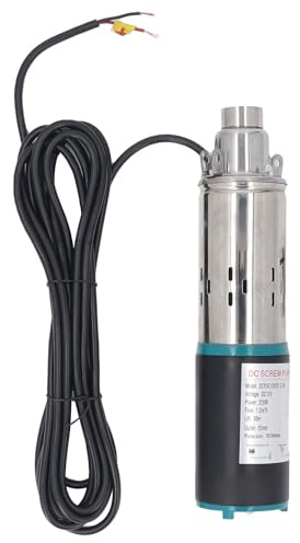 YDuupxe 12V Deep Well Submersible Pump, Stainless Steel Screw Pump with 7m Power Cord, 1.2m³/H Flowrate 30m Head for Home Industrial Irrigation