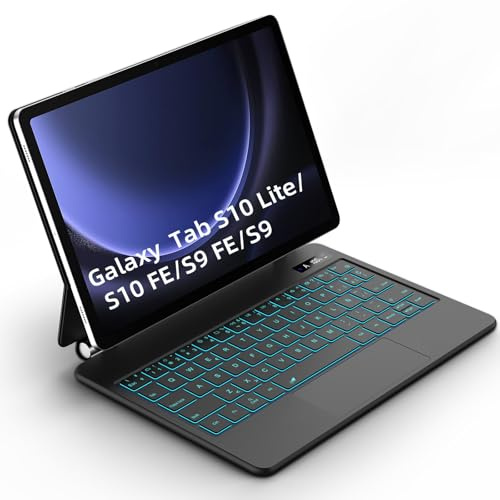 Bettdow Teclado para Samsung Galaxy Tab S10 Lite/Tab S10 FE/Tab S9 FE 10.9 y Tab S9 11, Español Ñ Diseño Magnético Flotante con Trackpad, Teclado Retroiluminado, Negro