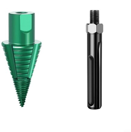 Glewi Firewood Splitter Drill Bit for SDS Shank, Quick Change Detachable Head, Carbon Wood Log Splitting Cone for Hammer Drills Easy And Quick To Use(with adapter)