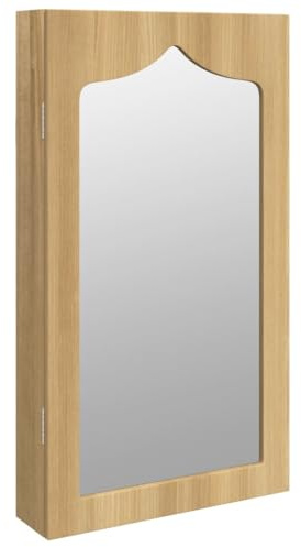 HGFDCBK Armoire à bijoux verrouillable avec miroir - Montage mural en bois - 37,5 x 10 x 67 cm - 2 tiroirs, crochets et étagères - Avec 2 clés et vis de montage mural