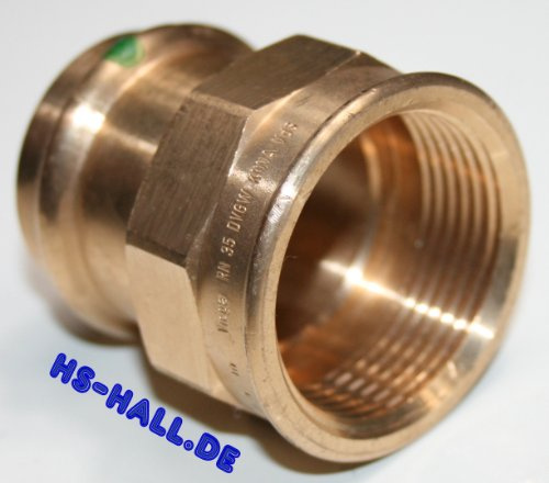 Viega, Manicotto Sanpress 2212 con SC-Contur, per passaggio da tubo di acciaio tradizionale a sistema a pressare Contur IG 35 mm x 1 1/4 116774