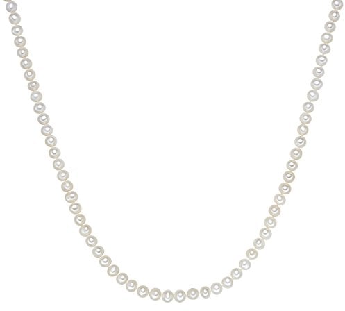 Valero Pearls Damen-Kette Hochwertige Süßwasser-Zuchtperlen in ca. 6 mm Oval weiß 90 cm - Perlenkette Halskette mit echten Perlen 340200