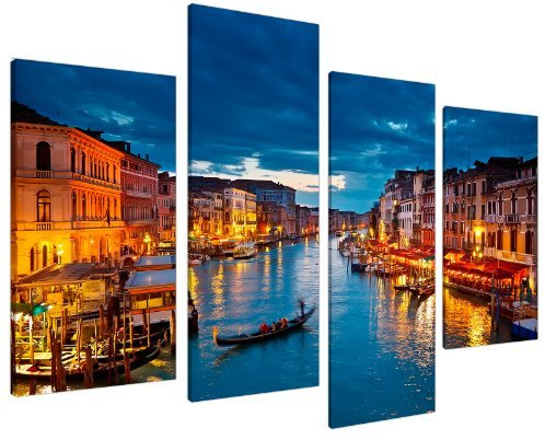 Wallfillers Large Blue Venice Italy Canvas Wall Art Pictures Set XL 130cm - 4068