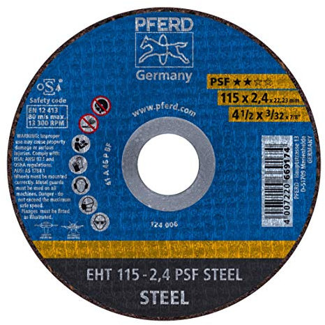 PFERD 669174 Trennscheiben, Universal Linie PSF Steel, 2.4mm x 115mm x 22.23mm, 25 Stück