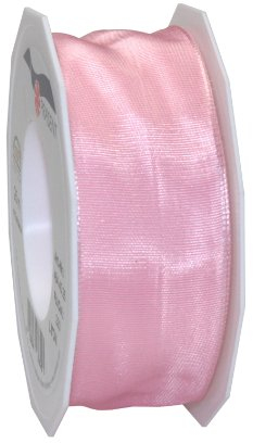 Präsent Lyon Band mit Drahtkante Hellrosa, 25 m Dekoband zum Verzieren & Basteln, 40 mm Breite, leicht biegsames Schleifenband, für Festliche Dekos zu besonderen Anlässen