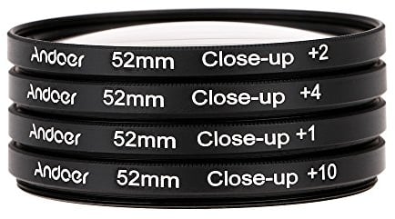 Andoer Juego de filtros Macro de 52 mm + 1 +2 +4 +10 filtros Macro compatibles con Nikon D7200 D5200 D3200 D3100 Canon Sony Pentax DSLR