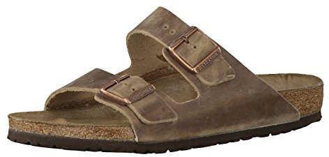 Birkenstock ARIZONA Greased leather Wide, Men's Open Toe Sandals, Brown, 9 UK (43 EU)