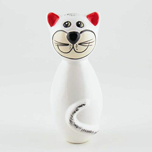 Tangoo Keramik Katze Mini weiß-grau glänzend