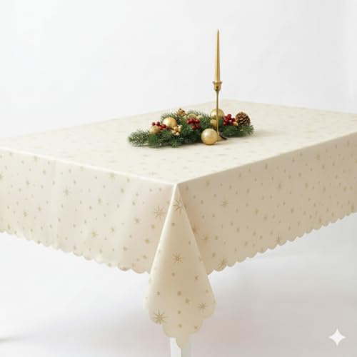 Lurex Tischdecke Sterne Glitzer Weihnachten Christmas Gold Rechteckig 110 x 140 cm