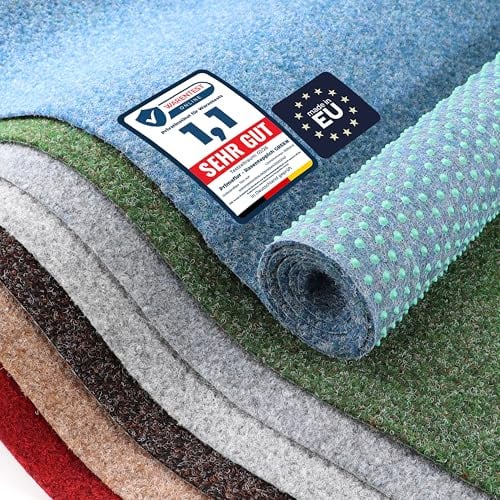 Primaflor Rasenteppich Green Blau 200 x 1000 cm | Meterware | 8 mm | UV-stabilisiert | wasserdurchlässig | Balkonteppich mit Noppen | schnelltrocknender Outdoor Bodenbelag für Balkon und Terrasse