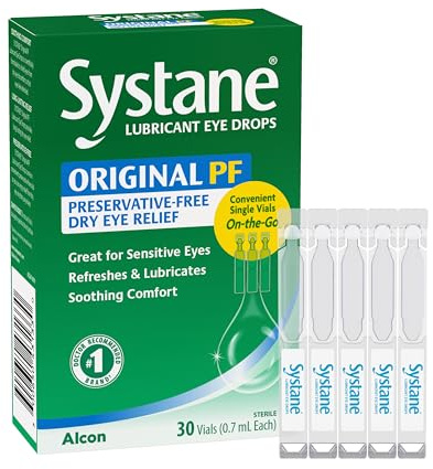 Systane Original Preservative-Free Lubricating Eye Drops for Sensitive Eyes, 30 Ct, Single Use Vials, Soothing Comfort, Sensitive, Dry Eye Relief, Refresh & Lubricate for On-The-Go Dry Eye Relief