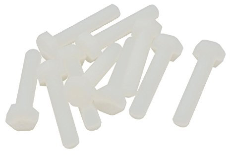 sourcingmap HEXAGON M6 x 30mm NYLON PLASTIQUE VIS Tout FILETÉ Filetage MAIN DROITE 10pc RoHS