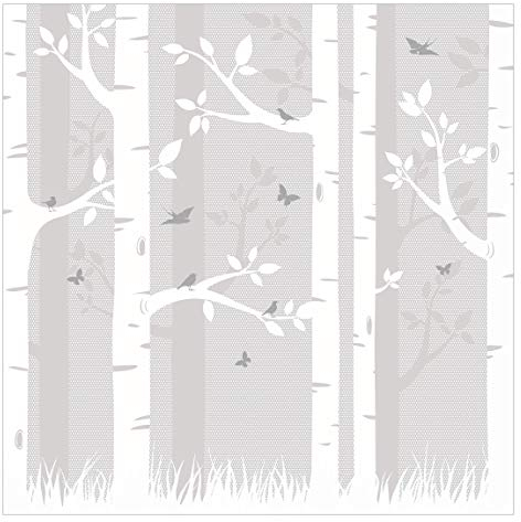 Apalis Vliestapete Birkenwald mit Schmetterlingen und Vögel, HxB: 240cm x 240cm